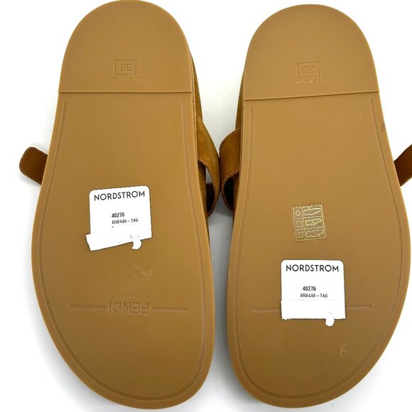 FENDI Feel FF Shearling  Buckled Sabots Mules Slides Flat Clog Sandals - Picture 14 of 16